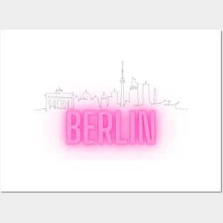 Neon Berlin sign skyline Posters and Art